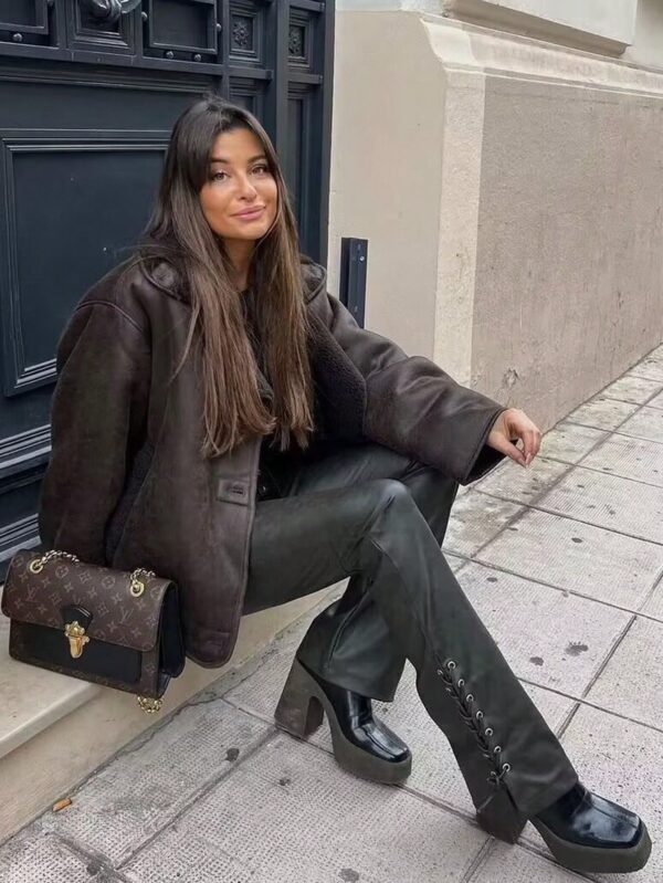 Abrigo de Lana de Oveja y Gamuza para Otoño e Invierno - Image 8