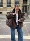 Abrigo de Lana de Oveja y Gamuza para Otoño e Invierno