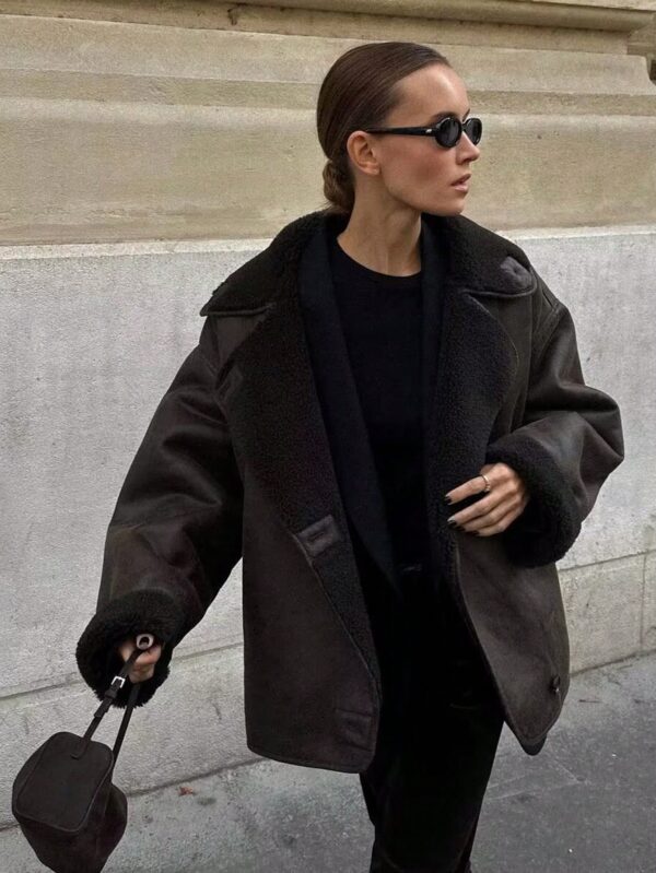 Abrigo de Lana de Oveja y Gamuza para Otoño e Invierno - Image 5