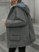 Abrigo Acolchado Casual con Capucha y Cintura Ajustable
