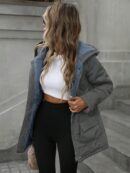 Abrigo Acolchado Casual con Capucha y Cintura Ajustable