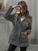 Abrigo Acolchado Casual con Capucha y Cintura Ajustable