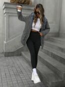 Abrigo Acolchado Casual con Capucha y Cintura Ajustable