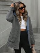 Abrigo Acolchado Casual con Capucha y Cintura Ajustable