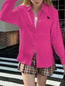 Camisa Estampada con Manga Larga y Hombros Caídos