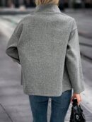 Abrigo Casual Cuello Alto con Botones y Mangas Largas