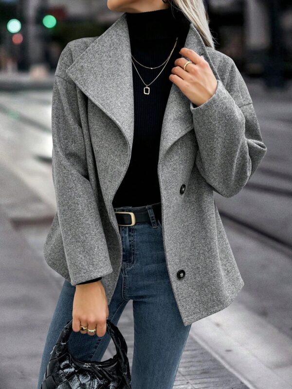 Abrigo Casual Cuello Alto con Botones y Mangas Largas - Image 3