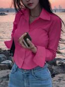 Blusa de Mujer Larga y Simple con Mangas Largas