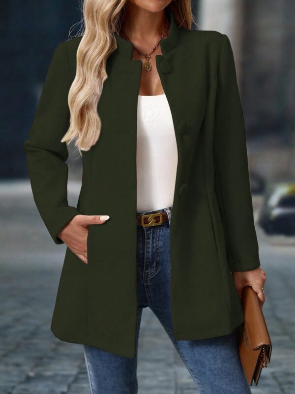 Chaqueta Midi Casual de Cuello Alto para Mujer - Image 49