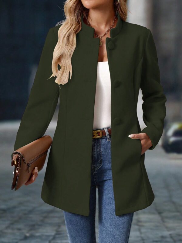 Chaqueta Midi Casual de Cuello Alto para Mujer - Image 51