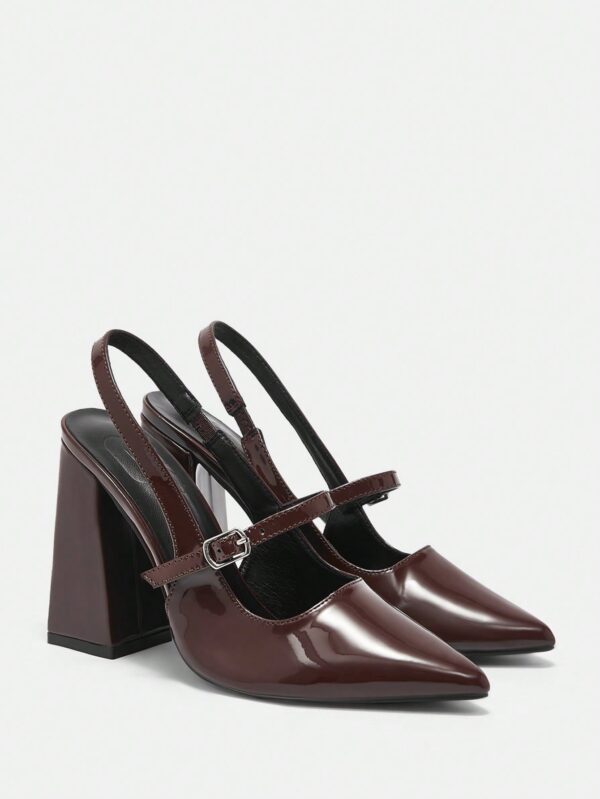 Zapatos de Tacón Grueso en Rojo Vino con Correa en el Tobillo - Image 82