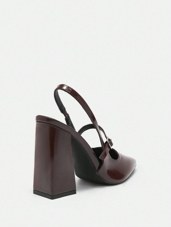 Zapatos de Tacón Grueso en Rojo Vino con Correa en el Tobillo - Image 84