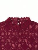 Blusa Elegante de Encaje con Cuello Alto y Manga Larga