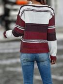 Sweater Multicolor con Hombros Caídos y Manga Larga