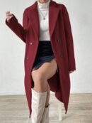 Abrigo Casual de Doble Botonadura y Cuello Solapa
