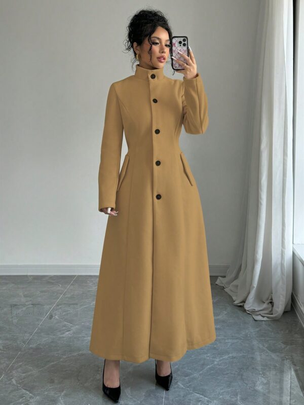 Abrigo Elegante de Invierno de Color Sólido con Cuello Alto - Image 22