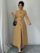 Abrigo Elegante de Invierno de Color Sólido con Cuello Alto