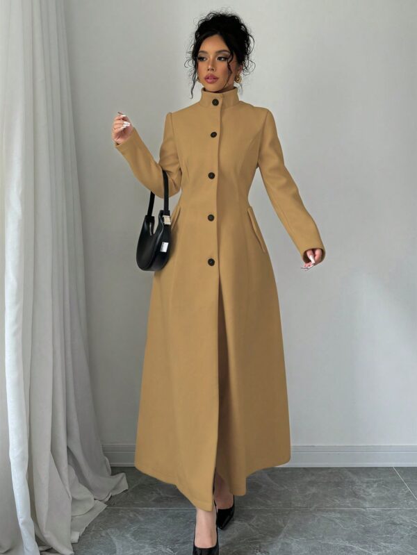 Abrigo Elegante de Invierno de Color Sólido con Cuello Alto - Image 24