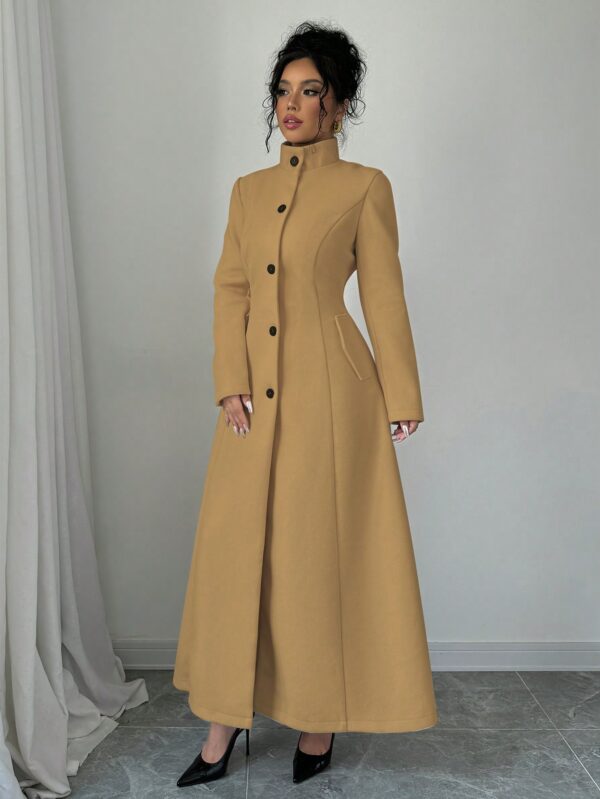 Abrigo Elegante de Invierno de Color Sólido con Cuello Alto - Image 26