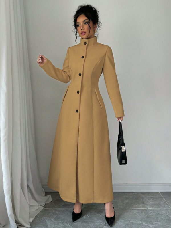 Abrigo Elegante de Invierno de Color Sólido con Cuello Alto - Image 27