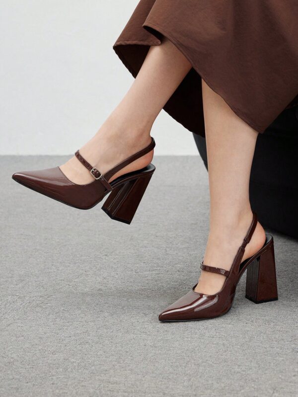 Zapatos de Tacón Grueso en Rojo Vino con Correa en el Tobillo - Image 79