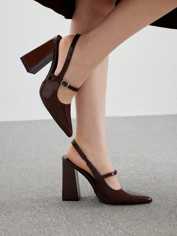 Zapatos de Tacón Grueso en Rojo Vino con Correa en el Tobillo - Image 77