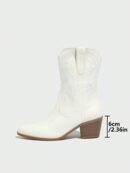 Botas Cortas Bordadas de Estilo Western con Punta Afilada