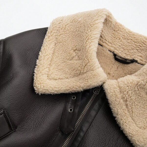Campera Negra de Eco Piel con Cuello de Piel Sintética - Image 10