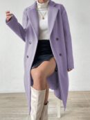 Abrigo Casual de Doble Botonadura y Cuello Solapa