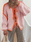 Cardigan Tejido Multicolor de Estilo Francés
