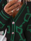 Sweater Tejido de Otoño/Invierno con Cuello en V y Botones