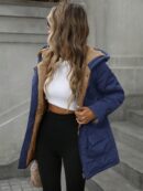 Abrigo Acolchado Casual con Capucha y Cintura Ajustable