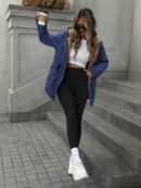 Abrigo Acolchado Casual con Capucha y Cintura Ajustable