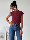 Blusa Elegante Asimétrica con Cuello Mao y Pliegues