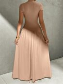 Vestido Midi Asimétrico A-Line Elegante y Simple con Cuello Alto