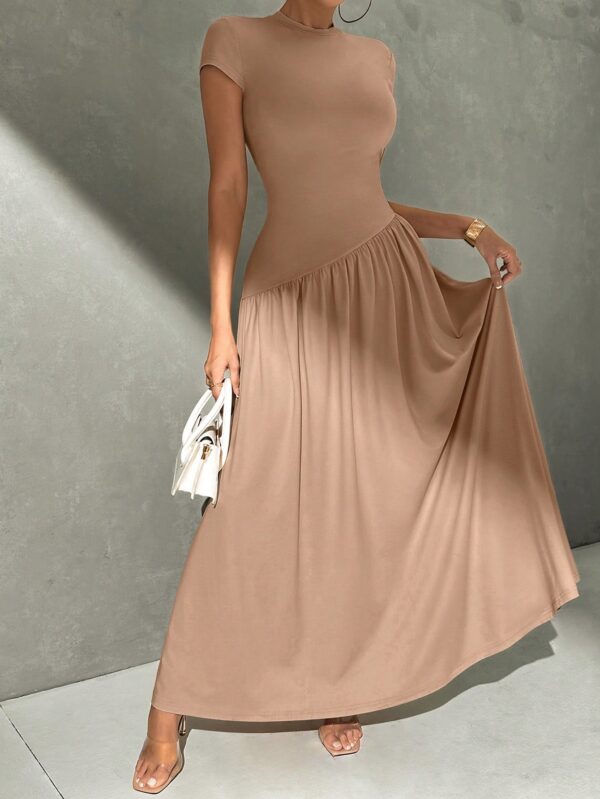 Vestido Midi Asimétrico A-Line Elegante y Simple con Cuello Alto - Image 38