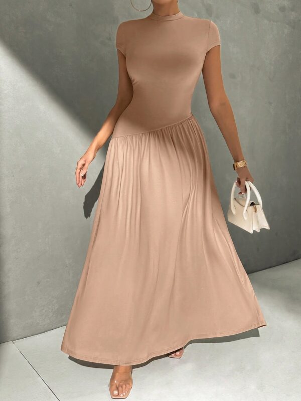 Vestido Midi Asimétrico A-Line Elegante y Simple con Cuello Alto - Image 42