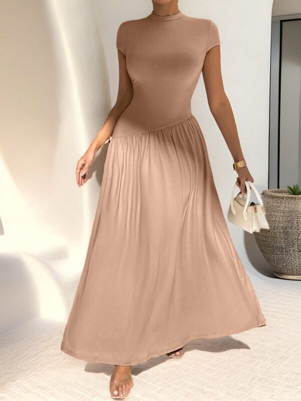 Vestido Midi Asimétrico A-Line Elegante y Simple con Cuello Alto - Image 43