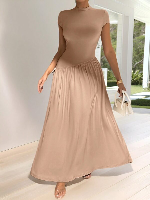 Vestido Midi Asimétrico A-Line Elegante y Simple con Cuello Alto - Image 44