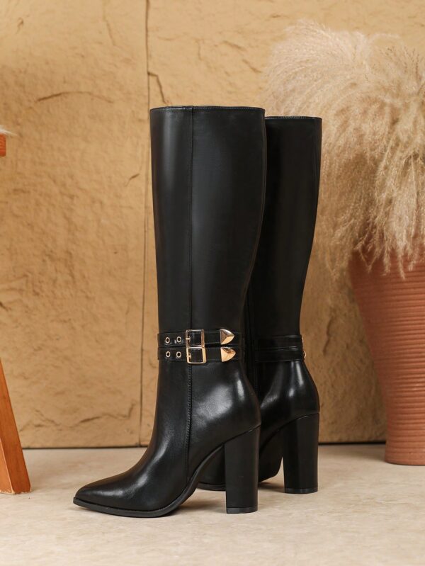 Botas Altas de Tacón Ancho para Mujer Talla Plus - Image 15