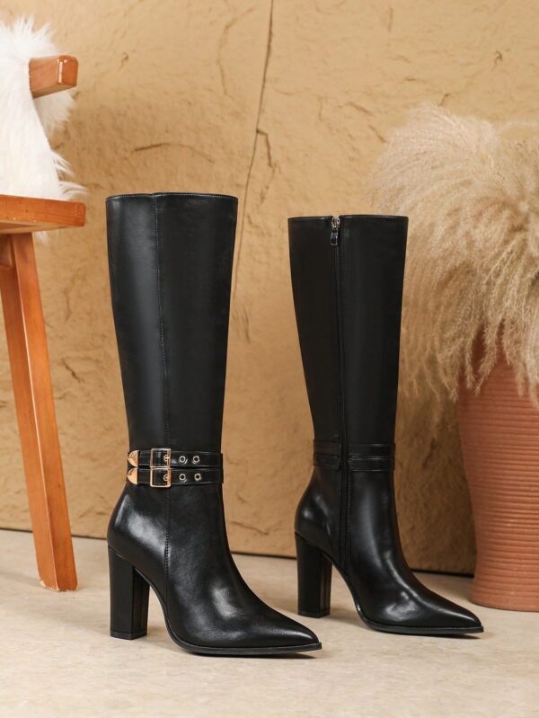 Botas Altas de Tacón Ancho para Mujer Talla Plus - Image 14