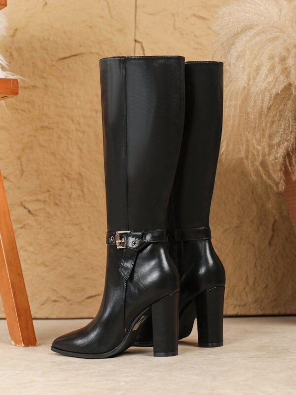 Botas Altas de Tacón Ancho para Mujer Talla Plus - Image 39