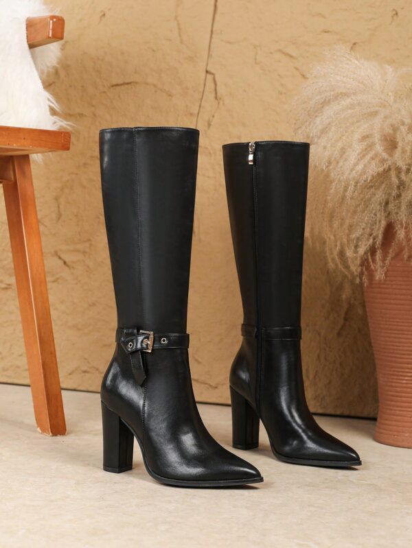 Botas Altas de Tacón Ancho para Mujer Talla Plus - Image 38