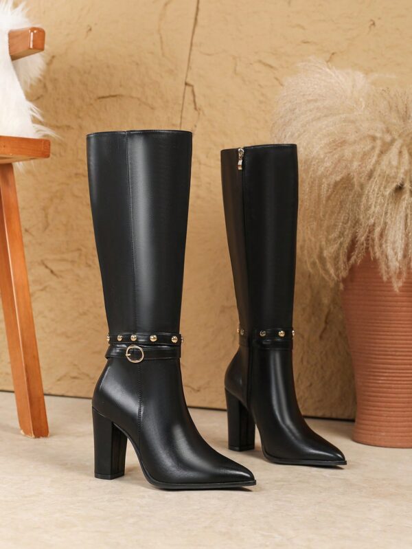 Botas Altas de Tacón Ancho para Mujer Talla Plus - Image 46
