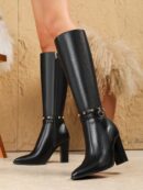 Botas Altas de Tacón Ancho para Mujer Talla Plus