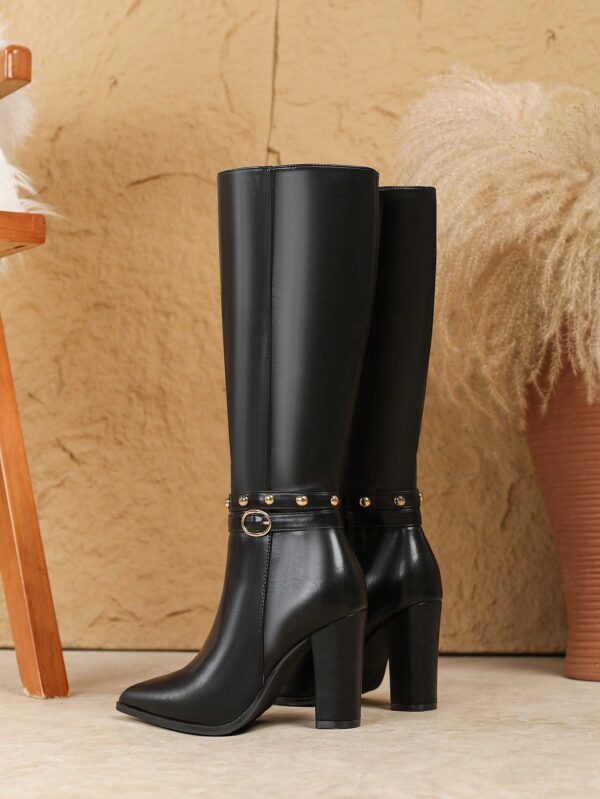 Botas Altas de Tacón Ancho para Mujer Talla Plus - Image 47