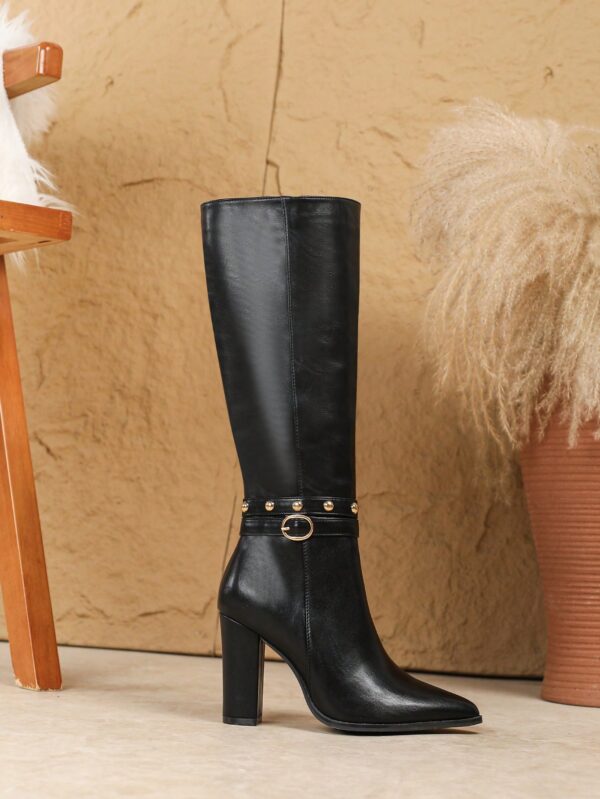 Botas Altas de Tacón Ancho para Mujer Talla Plus - Image 45
