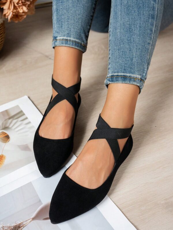 Zapatos Planos Negros Clásicos con Punta Afilada para Mujer