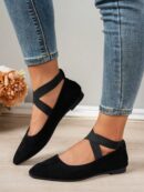 Zapatos Planos Negros Clásicos con Punta Afilada para Mujer