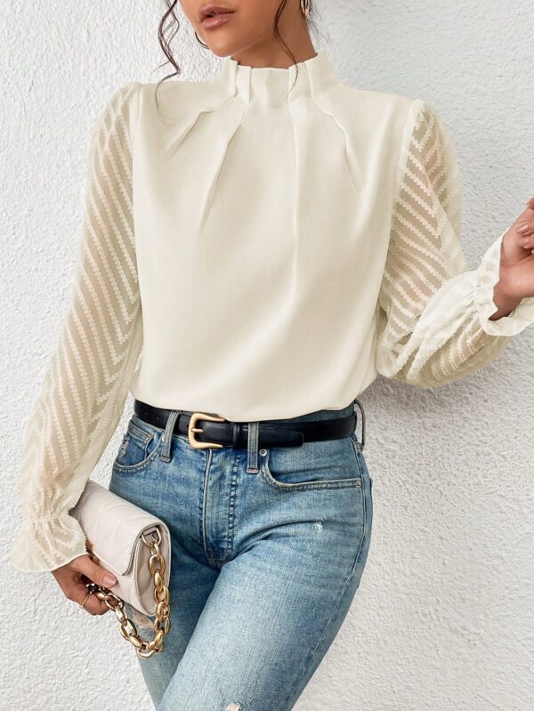 Blusa Elegante de Manga Larga con Cuello Volado y Detalles Plegados - Image 29